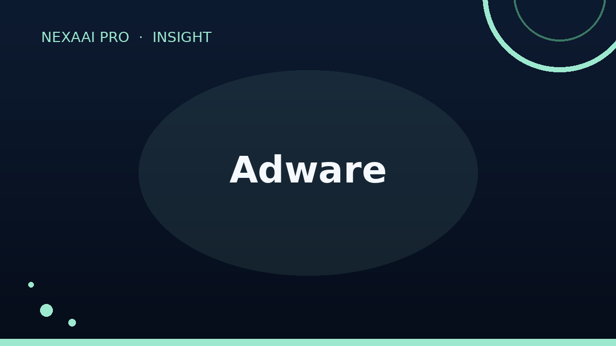 Adware types and warning signs illustration